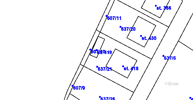 Parcela st. 419 v KÚ Hostouň u Horšovského Týna, Katastrální mapa