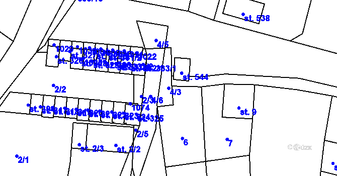 Parcela st. 4/3 v KÚ Hostouň u Horšovského Týna, Katastrální mapa