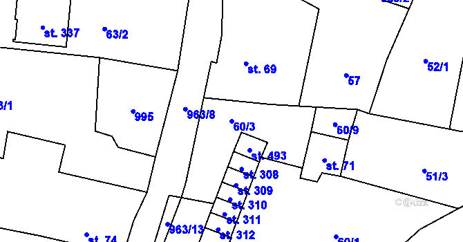 Parcela st. 60/3 v KÚ Hostouň u Horšovského Týna, Katastrální mapa