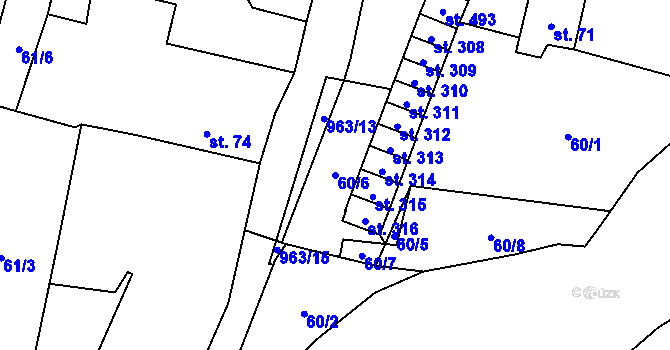 Parcela st. 60/6 v KÚ Hostouň u Horšovského Týna, Katastrální mapa