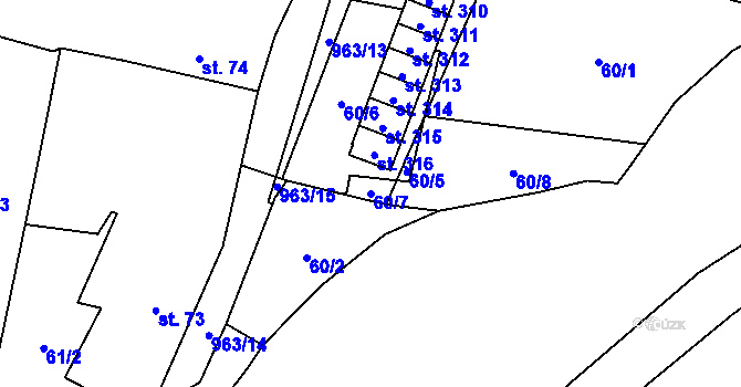 Parcela st. 60/7 v KÚ Hostouň u Horšovského Týna, Katastrální mapa