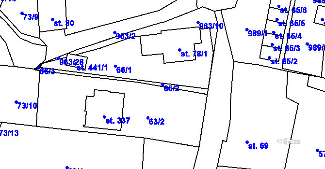 Parcela st. 66/2 v KÚ Hostouň u Horšovského Týna, Katastrální mapa