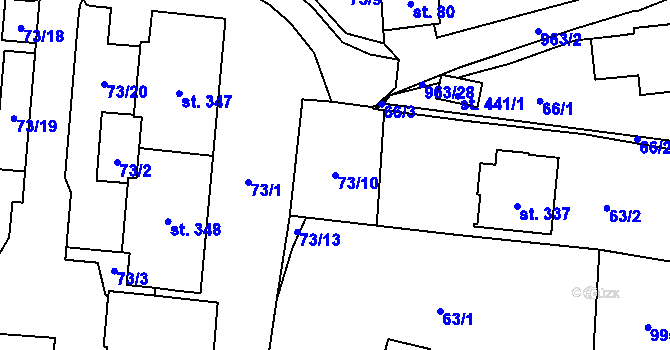Parcela st. 73/10 v KÚ Hostouň u Horšovského Týna, Katastrální mapa