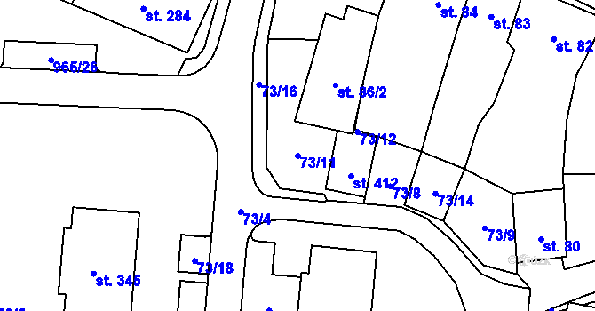 Parcela st. 73/11 v KÚ Hostouň u Horšovského Týna, Katastrální mapa