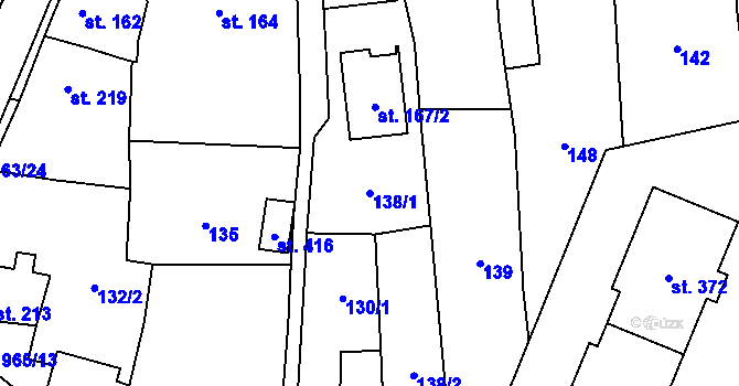 Parcela st. 138/1 v KÚ Hostouň u Horšovského Týna, Katastrální mapa