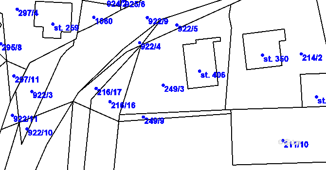Parcela st. 249/3 v KÚ Hostouň u Horšovského Týna, Katastrální mapa
