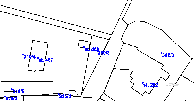 Parcela st. 310/3 v KÚ Hostouň u Horšovského Týna, Katastrální mapa