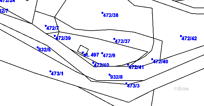 Parcela st. 472/9 v KÚ Hostouň u Horšovského Týna, Katastrální mapa