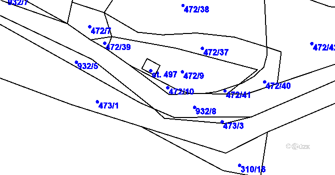 Parcela st. 472/10 v KÚ Hostouň u Horšovského Týna, Katastrální mapa