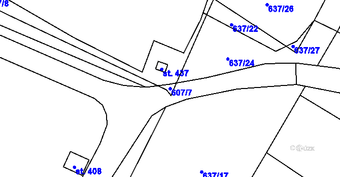 Parcela st. 607/7 v KÚ Hostouň u Horšovského Týna, Katastrální mapa
