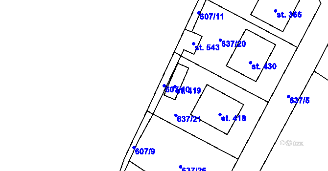 Parcela st. 607/10 v KÚ Hostouň u Horšovského Týna, Katastrální mapa