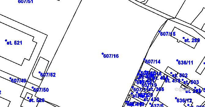 Parcela st. 607/16 v KÚ Hostouň u Horšovského Týna, Katastrální mapa