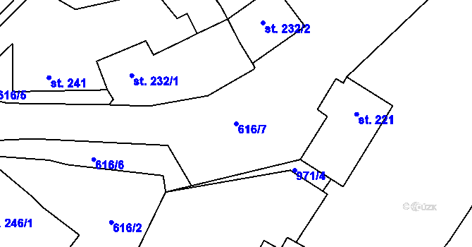 Parcela st. 616/7 v KÚ Hostouň u Horšovského Týna, Katastrální mapa