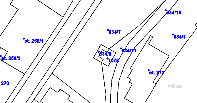 Parcela st. 634/8 v KÚ Hostouň u Horšovského Týna, Katastrální mapa