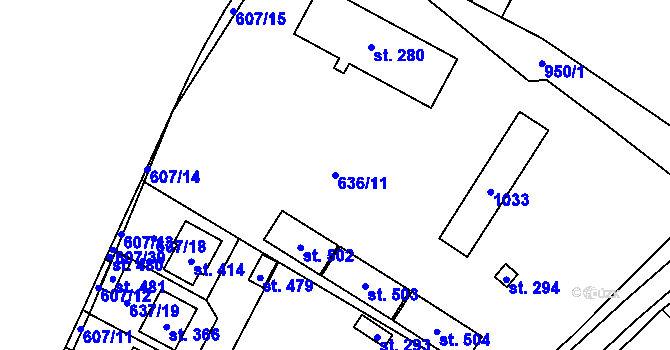 Parcela st. 636/11 v KÚ Hostouň u Horšovského Týna, Katastrální mapa