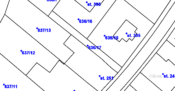 Parcela st. 636/17 v KÚ Hostouň u Horšovského Týna, Katastrální mapa