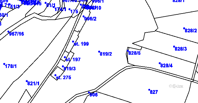 Parcela st. 819/2 v KÚ Hostouň u Horšovského Týna, Katastrální mapa