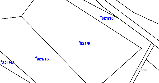 Parcela st. 821/9 v KÚ Hostouň u Horšovského Týna, Katastrální mapa