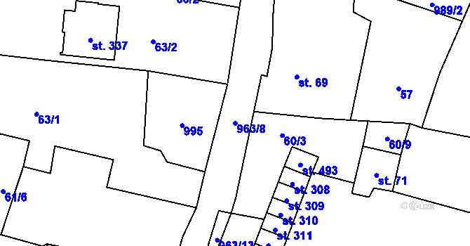 Parcela st. 963/8 v KÚ Hostouň u Horšovského Týna, Katastrální mapa