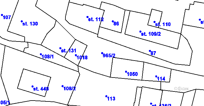 Parcela st. 965/2 v KÚ Hostouň u Horšovského Týna, Katastrální mapa