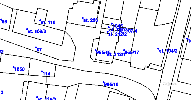 Parcela st. 965/16 v KÚ Hostouň u Horšovského Týna, Katastrální mapa