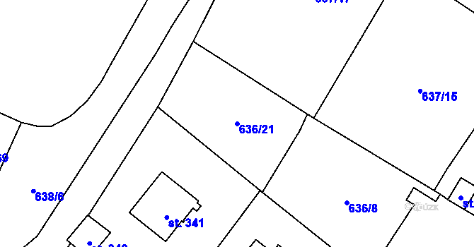 Parcela st. 636/21 v KÚ Hostouň u Horšovského Týna, Katastrální mapa