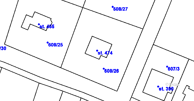 Parcela st. 474 v KÚ Hostouň u Horšovského Týna, Katastrální mapa