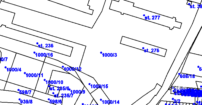 Parcela st. 1000/3 v KÚ Hostouň u Horšovského Týna, Katastrální mapa