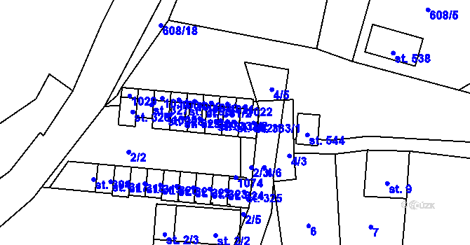 Parcela st. 332/1 v KÚ Hostouň u Horšovského Týna, Katastrální mapa