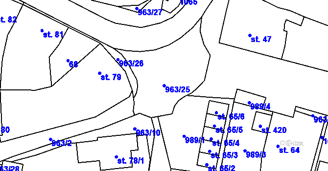 Parcela st. 963/25 v KÚ Hostouň u Horšovského Týna, Katastrální mapa