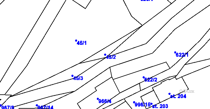Parcela st. 45/2 v KÚ Hostouň u Horšovského Týna, Katastrální mapa