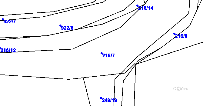 Parcela st. 216/7 v KÚ Hostouň u Horšovského Týna, Katastrální mapa