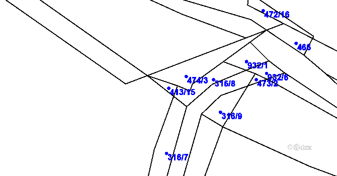 Parcela st. 413/15 v KÚ Hostouň u Horšovského Týna, Katastrální mapa