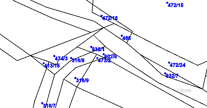 Parcela st. 932/6 v KÚ Hostouň u Horšovského Týna, Katastrální mapa