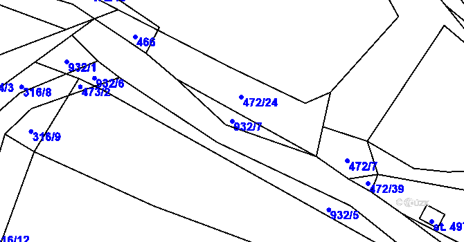 Parcela st. 932/7 v KÚ Hostouň u Horšovského Týna, Katastrální mapa