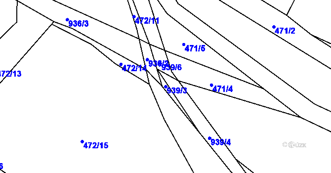 Parcela st. 939/3 v KÚ Hostouň u Horšovského Týna, Katastrální mapa