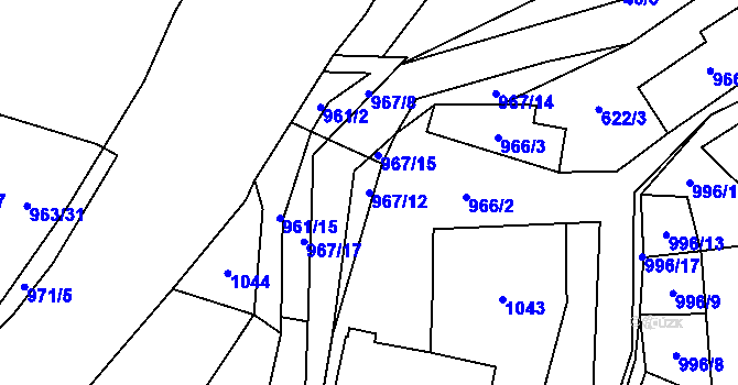 Parcela st. 967/12 v KÚ Hostouň u Horšovského Týna, Katastrální mapa