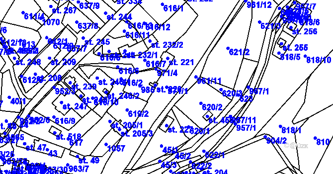 Parcela st. 971/1 v KÚ Hostouň u Horšovského Týna, Katastrální mapa