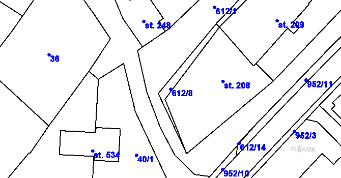 Parcela st. 612/8 v KÚ Hostouň u Horšovského Týna, Katastrální mapa