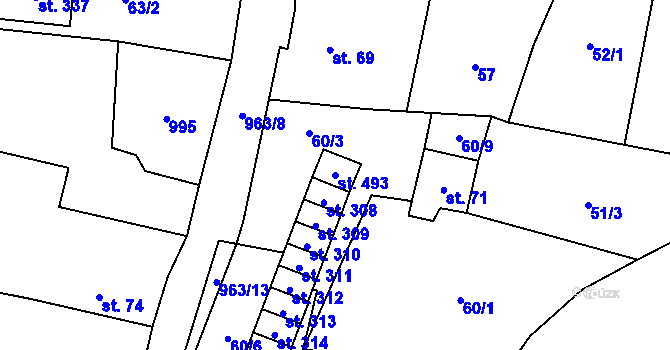 Parcela st. 493 v KÚ Hostouň u Horšovského Týna, Katastrální mapa