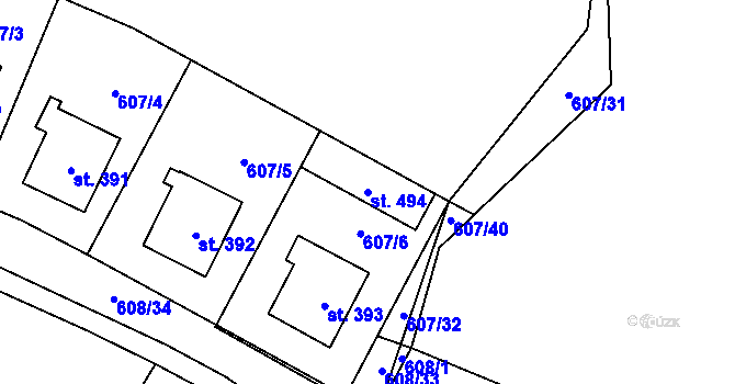 Parcela st. 494 v KÚ Hostouň u Horšovského Týna, Katastrální mapa