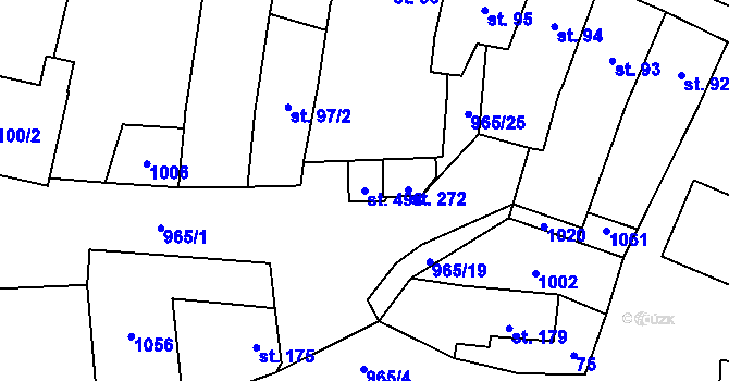 Parcela st. 498 v KÚ Hostouň u Horšovského Týna, Katastrální mapa
