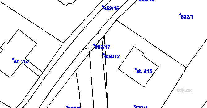 Parcela st. 634/12 v KÚ Hostouň u Horšovského Týna, Katastrální mapa