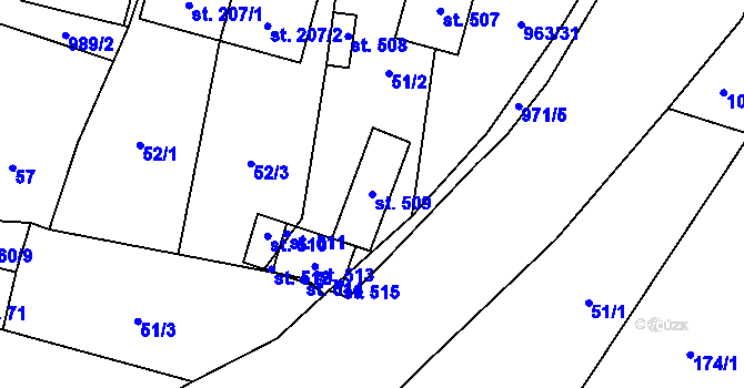 Parcela st. 509 v KÚ Hostouň u Horšovského Týna, Katastrální mapa