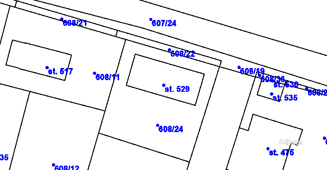 Parcela st. 529 v KÚ Hostouň u Horšovského Týna, Katastrální mapa