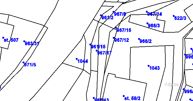 Parcela st. 967/17 v KÚ Hostouň u Horšovského Týna, Katastrální mapa
