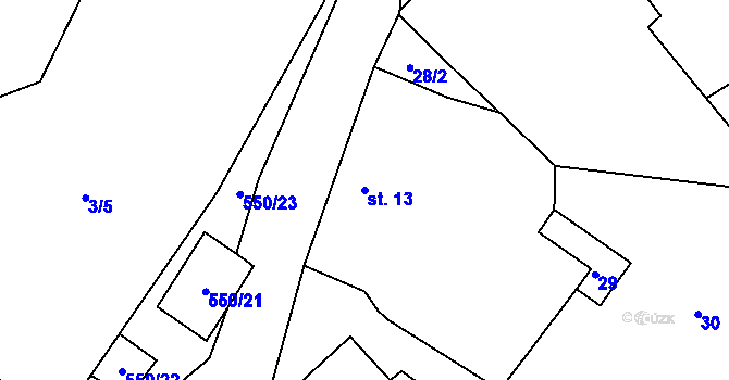 Parcela st. 13 v KÚ Slatina u Hostouně, Katastrální mapa