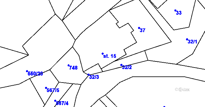 Parcela st. 15 v KÚ Slatina u Hostouně, Katastrální mapa