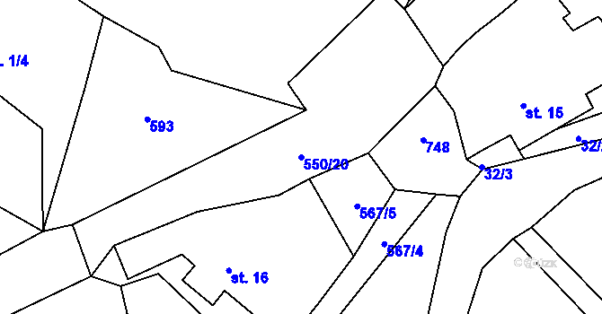 Parcela st. 550/20 v KÚ Slatina u Hostouně, Katastrální mapa
