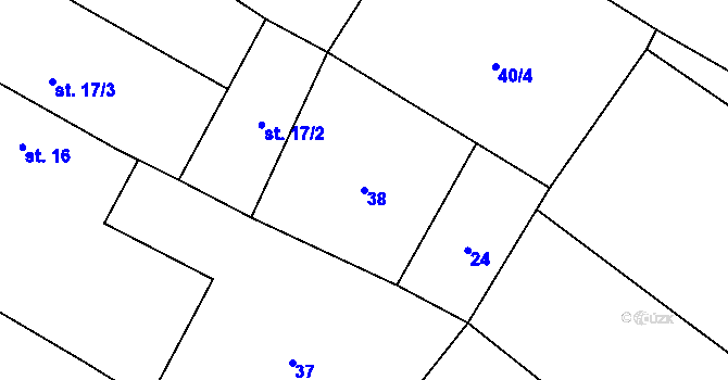 Parcela st. 38 v KÚ Svržno, Katastrální mapa